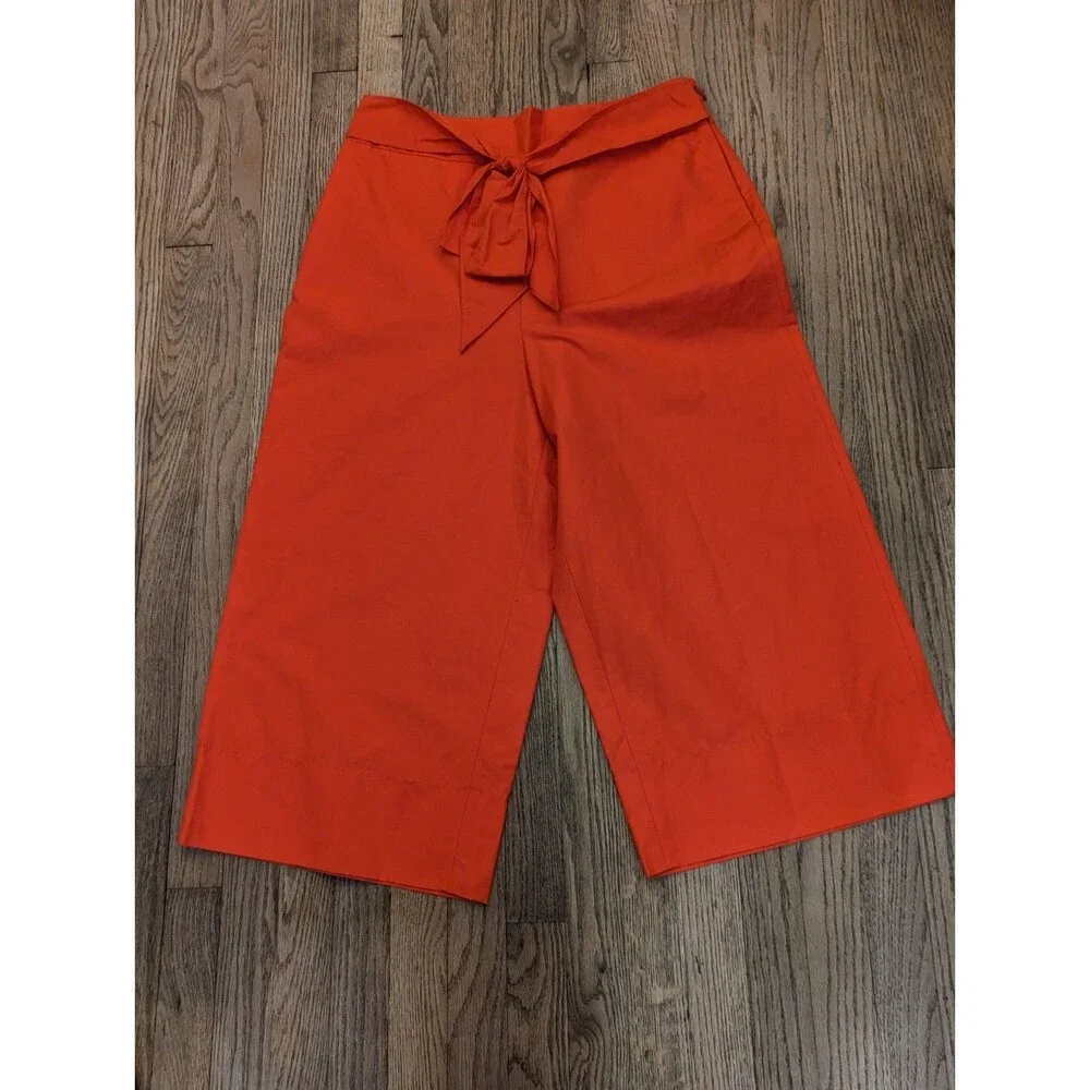 NWT Kate Spade Scenic Route Slub Cotton Culotte Pants 14 Cherpeper Red Orange